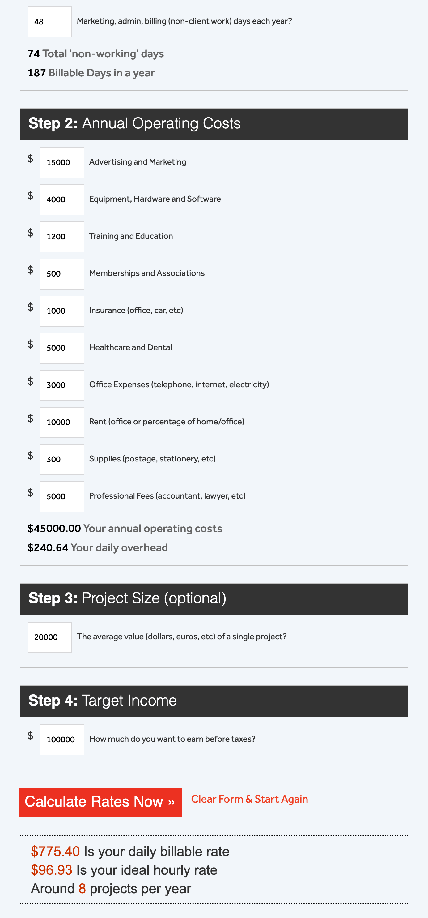 Consulting Success Fees Calculator